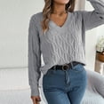 thumbnail image 7 of UAMVSH Long Sleeve Sweaters for Women Casual Cable Knitted V-Neck Fall Pullover Soft Lightweight Outdoor Sweaters Tops Ladies Fashion(Small,Gray), 7 of 7