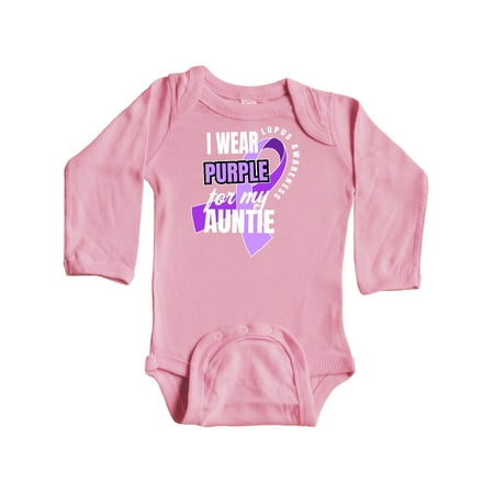

Inktastic I Wear Purple For My Auntie Lupus Awareness Gift Baby Boy or Baby Girl Long Sleeve Bodysuit