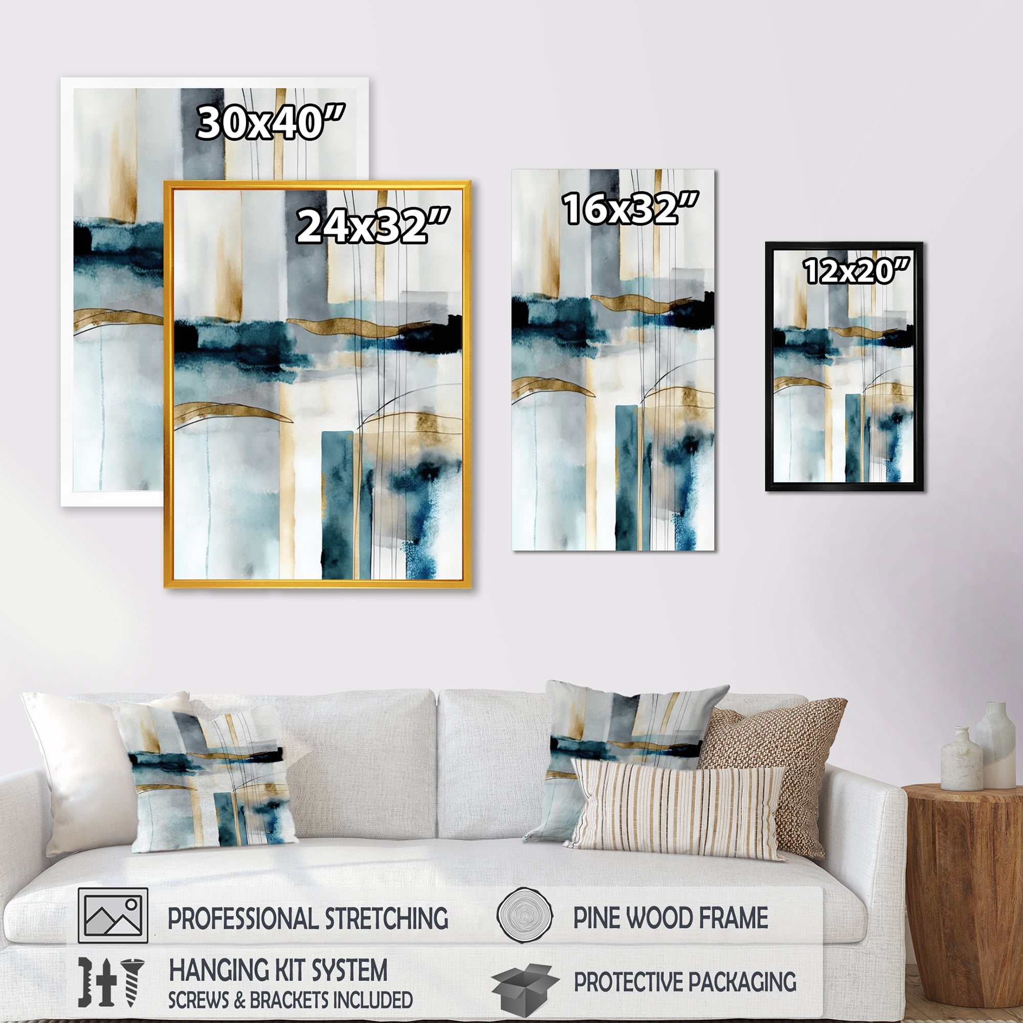 Designart Abstract Transitional Modern Shapes IV Canvas Wall Art