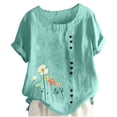 thumbnail image 2 of XMMSWDLA Chemises Mode pour Femmes à Manches 3/4 pour Femmes T-Shirt Blouse Décontractée à Col Rond avec Coutures Fête Vert Menthe Hauts de Travail pour Femmes, 2 of 3