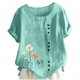 thumbnail image 2 of Tops de Manga Corta de Verano para las Mujeres Cuello Redondo Impreso Botón Superior Camiseta de Imitación Rack, Blusa de Moda Casual para el Uso Diario, 2 of 3