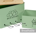 thumbnail image 3 of Pethiy Kitchen Vegetable Storage,Metal Onion and Potato Canisters with Wooden Lid,Storage Containers with Ventilated Holes for Freshness,2 Pack,Green, 3 of 6