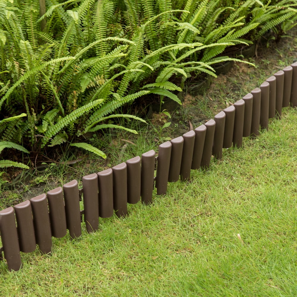 Gardenised QI004111.8 9.25 x 11 x 1 in. Decorative Interlocking Half Log Lawn Edging Garden Ornamental Fence Border, Brown - Pack of 8