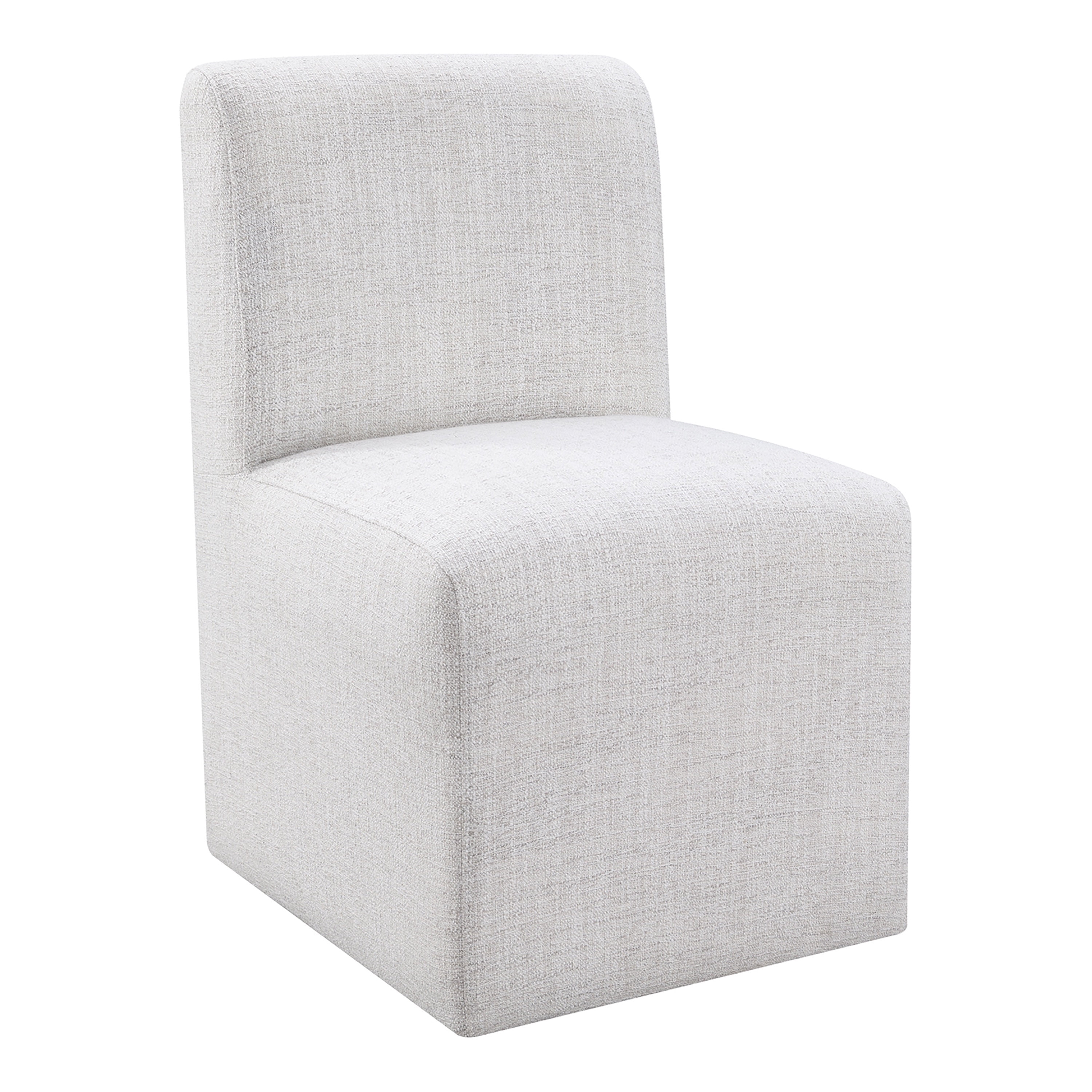 Furniture of America Jaine Modern Fabric Solid Back Dining Side Chairs with Casters, Pristine White (Set of 2)