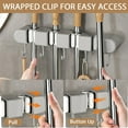 thumbnail image 2 of 4 Racks and 5 Hook Broom Mop Holder with Hooks Wall Mounted Broom Storage Rack No Drilling Self-Adhesive Mop Broom Organizer Mop Holder Hanger for Bathroom Office Kitchen Closet Garage, 2 of 7