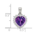 thumbnail image 2 of White Sterling Silver Charm Pendant Cubic Zirconia CZ Clear Amethyst Purple 23 mm 14, 2 of 2