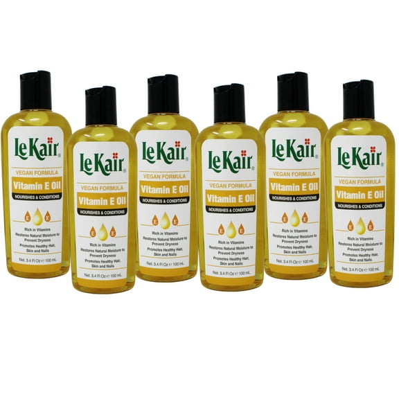 6 Pack of LeKair Vitamin E Oil Hair & Body Oil - Vegan Formula 3.4 Ounce