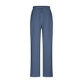 thumbnail image 6 of UVEASISHA Linen Pants for Women Solid Casual Palazzo Pants with Side Split Baggy Comfy Summer Lounge Pants Navy S, 6 of 10
