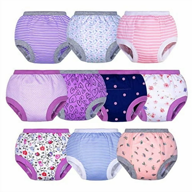 BIG ELEPHANT Pantalones de Entrenamiento para Niñas Pequeñas, Ropa Interior de Entrenamiento Suave de Algodón para Niñas Pequeñas, 9-10 Años