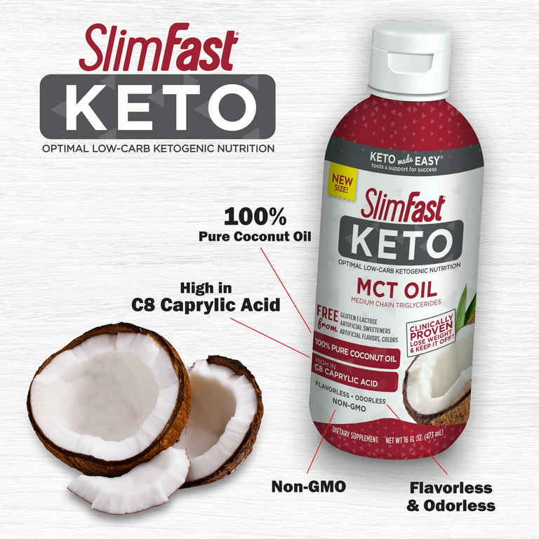 SlimFast Keto MCT Oil, 16 Fl Oz Bottle, 32 Servings 