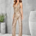 thumbnail image 6 of Ankishi Halter Jumpsuit Deep V Sexy Halter Sequin Jumpsuit Cowl Neck Backless Romper for Daily Wear Dating Party, 6 of 7