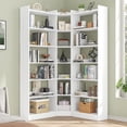 thumbnail image 2 of 71" Tall Corner Bookcase, Modern L-Shape Bookshelf with 18 Cube, Triple Wide Bookcase Display Display Shelf for Living Room, Home Office, White, 2 of 10