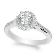 Womens 10K White Gold 0.7ct Round CZ Engagement Wedding Solitaire Ring Size 4-10