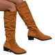 thumbnail image 5 of Amzcrzy Zapatos de mujer,Zapatos de mujer,Zapatillas de mujer, Botas largas de color aterciopelado para mujer, botas de tacón medio, botas hasta la rodilla con punta puntiaguda, para otoño e invierno, 5 of 6