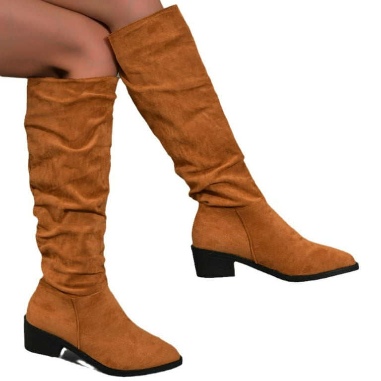 Fanxing Boots Clearance 2023 Cowboy Boots for Women - Wide Calf Knee High  Cowgirl Boots with Side Zipper, Retro Slouchy Knee High Boots Fashion Tall
