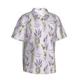 thumbnail image 2 of Fotbe Lavender Flowers Hawaiian Shirt for Men Unisex Summer Beach Casual Short Sleeve Cotton Linen Button Down Shirts-Large, 2 of 9