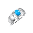 thumbnail image 3 of RYLOS Men's Rings 14K White Gold Classic 8X6MM Oval Gemstone &  Diamond Ring Turquoise December Birthstone Rings For Man Gold Rings Size 11, 3 of 7