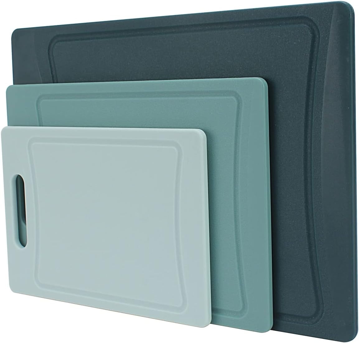 COOK WITH COLOR 3-Piece Cutting Board Set, Non-slip Chopping Board Kitchen Utensils Set Home Essentials, Teal
