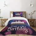 thumbnail image 3 of Ambesonne Purple Quilted Bedspread Set 2 Pcs, Cartoon Birthday Cake, Twin Size, Purple and Lilac, 3 of 6