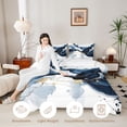 thumbnail image 4 of Manfei Modern Abstract Ink Full Size Comforter Sets, Fluid Marble Bedding Comforter Set, Blue White Gold, Reversible 3pcs, 1 Comforter and 2 Pillowcases, 4 of 6