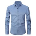 thumbnail image 2 of Chemise à Manches Longues Homme Chemise Habillée à Manches Longues pour Hommes Coupe Régulière Décontractée Boutonnée Unie à Manches Longues Col Rabattu Blouse et Chemise Homme Chemise à Manches Longues Homme Chemises à Manches Longues, 2 of 4