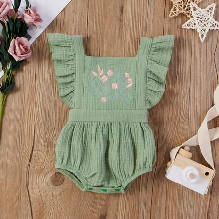 

Simplmasygenix Children s Day Baby Romper Clearance Baby Girl Flower embroidery Sleeveless Romper Casual Summer Cotton Jumpsuit