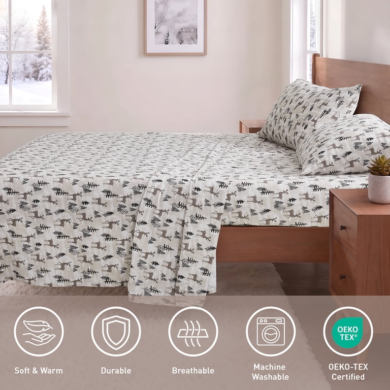 Regency Heights 3-Piece Twin XL Flannel Sheet Set, Winter Deer photo 8