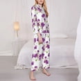 thumbnail image 3 of Honeii Orchids Flowers print Women's Pajama Sets Long Sleeve Button Down Sleepwear Nightwear Soft Pjs Lounge Sets-X-Large, 3 of 7