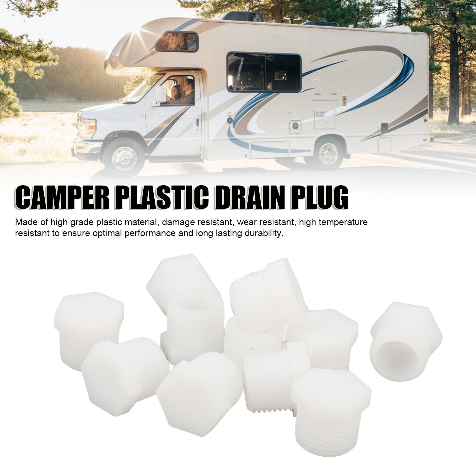 Plastic Drain Plug, RV Water Heater Drain Plug Wearproof 12PCS for