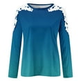 thumbnail image 3 of KBODIU Women's Classic Soild Print Pullover Tunic Tops Oversized Casual Basic Long Sleeves Lace Patchwork T-Shirts Round Neck Loose Fit Blouses Sweatshirts Plus Size, 3 of 5