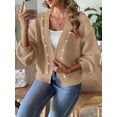 thumbnail image 5 of Chunky Cardigan Sweaters for Open Front Cardiagn Casual Soft Knitted Business Sweaters Khaki L, 5 of 8