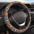 thumbnail image 3 of Lsque Abstract Colorful Dripping Circles Ultra Soft Car Steering Wheel Cover for Women, Standard 15 inch Size for Truck Van SUV Auto, 3 of 8