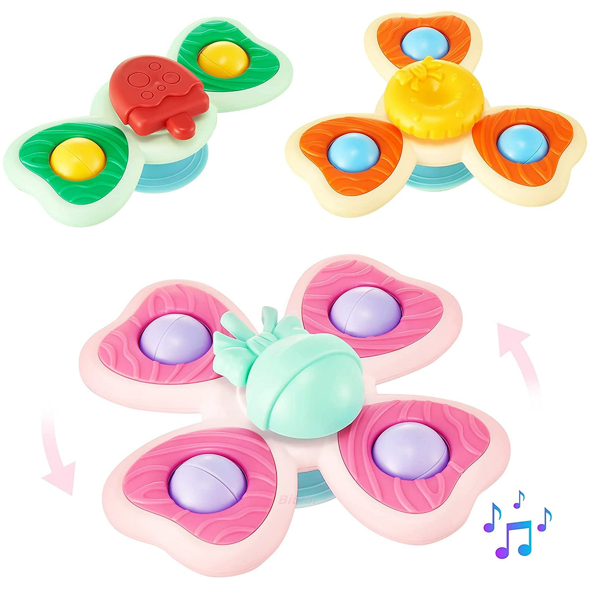 Sensory Toys Suction Spinner Toys Rattle Spinning Bath Toys for Toddlers Baby Infant 6 12 12 18 Months Age 1 3 1 2 3 Years Old Boys Girls First Birthday Learning Gifts 3pcs Color Box Pink Walmart