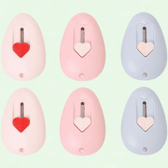 Cute Small Box Opener Set of 6, Retractable Pocket Knives for Home Office Paper Art