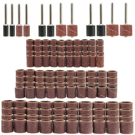

132Pcs Sanding Drums Kit 80 120 180 Grit Sanding Bands with 3Mm Drum Sanding Mandrels for Drill Dog Grinder