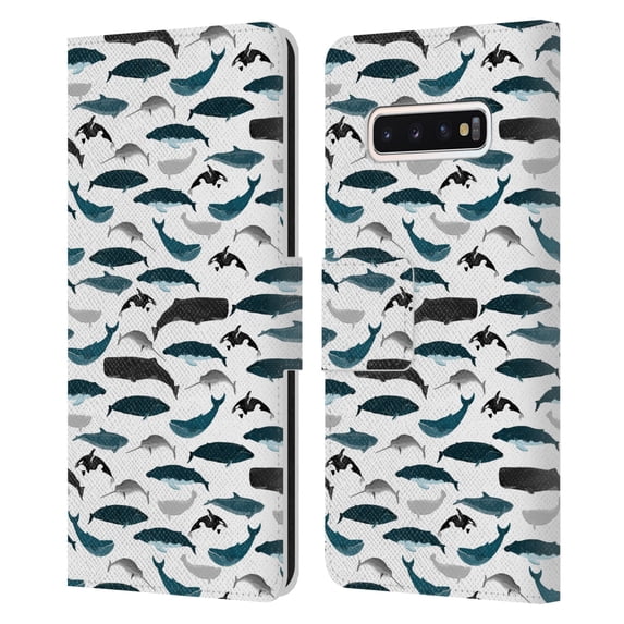 Head Case Designs Officially Licensed Andrea Lauren Design Sea Animals Whales Leather Book Wallet Case Cover Compatible with Samsung Galaxy S10