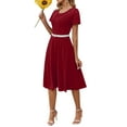 thumbnail image 5 of Fantaslook Summer Dresses for Women Casual Short Sleeve Pleated Dress Flowy Floral Dress with Pockets Flare Midi Sundress, 5 of 9