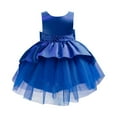 thumbnail image 1 of Robes pour Filles Enfants Tout-Petits Filles Beauté Concours Première Robe Queue Perlée Robe de Mariage Bal Nouveau-Né Bleu 4 Ans-5 Ans, 1 of 5