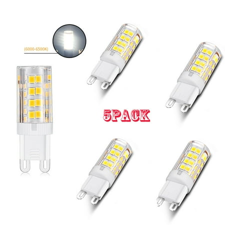 

CFX 5-Pack G9 Base 3.5W 6000K 40W Equivalent Halogen Led Bulbs 2835 51-Smd Daylight Home Lights Microwave Oven Appliance Intermediate Base Bulb For Chandeliers Ceiling Fan Light- White