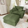 thumbnail image 2 of Muumblus Oversized Accent Chair with Ottoman, 48" Indoor Chaise Lounge Cloud Corduroy Sofa Reading Armchair for Modern Living Room, Bedroom, Green, 2 of 11