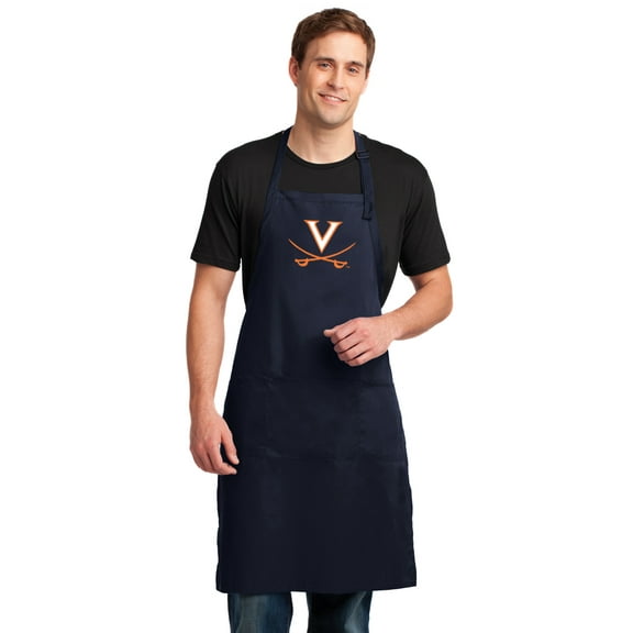 LARGE University of Virginia Apron for Men LONG OFFICIAL UVA Aprons for Her - For Barbecue Tailgating Kitchen or Grilling