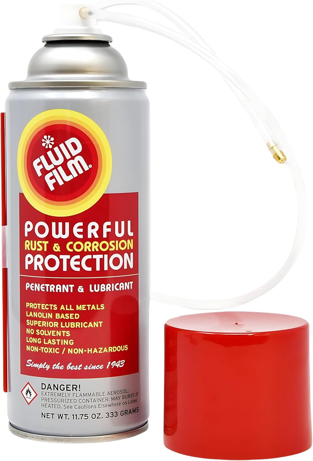 Fluid Film 11.75 oz Penetrating Oil Spray 6 Pack, Spray Can Extension Wand, Can-Gun1 Premium Can Tool Aerosol Spray, FLAS11RD