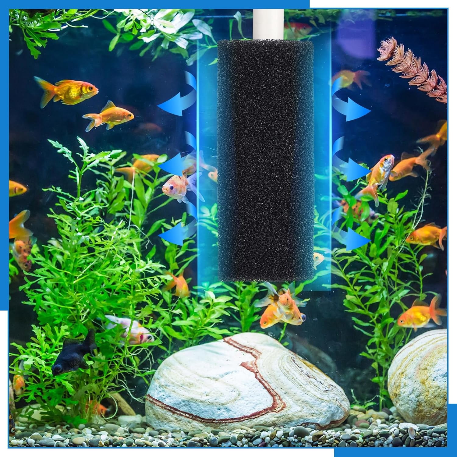 12 Pack 5.9'' Big Pre-Filter Sponge Foam Replacement Filtration Kit for Aquarium, 0.8" Intake Shrimp Fry Fish Tank Filter, Replacement Foam Cover