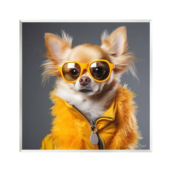 Stupell Industries Trendy Chihuahua Portrait Animals & Insects Painting Unframed Art Print Wall Art, 12 x 12