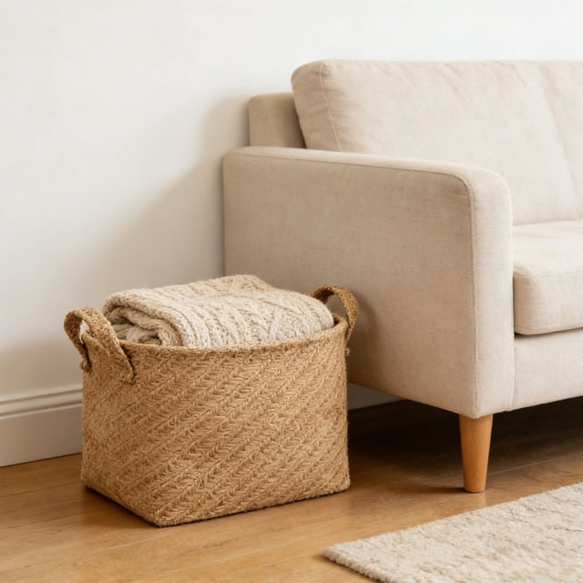 Foldable Storage Basket With Handle For Wardrobe Shelf Nursery Bedroom Living Room
