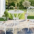 thumbnail image 2 of VIVIJASON 31" Patio Height Bar Table, All-Weather Cast Aluminum Bar Bistro Table Outdoor Patio Round Dining Table with Umbrella Hole for Balcony, Lawn, Garden, Backyard, White, 2 of 7