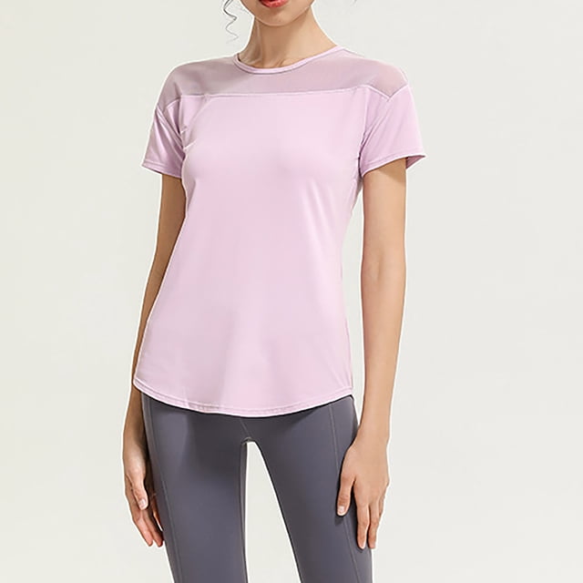 BEFOKA T-Shirt Grande Taille pour Femmes, Blouse Décontractée d'Été pour Femmes, T-Shirt à Manches Courtes Col Rond Uni Style Maille Dos Ajouré Ample Séchage