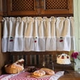 thumbnail image 3 of 1 cortina corta de algodón y lino para puerta, estilo rural americano, con encaje de cerezo, para armario (150 x 45 cm, color blanco), 3 of 5