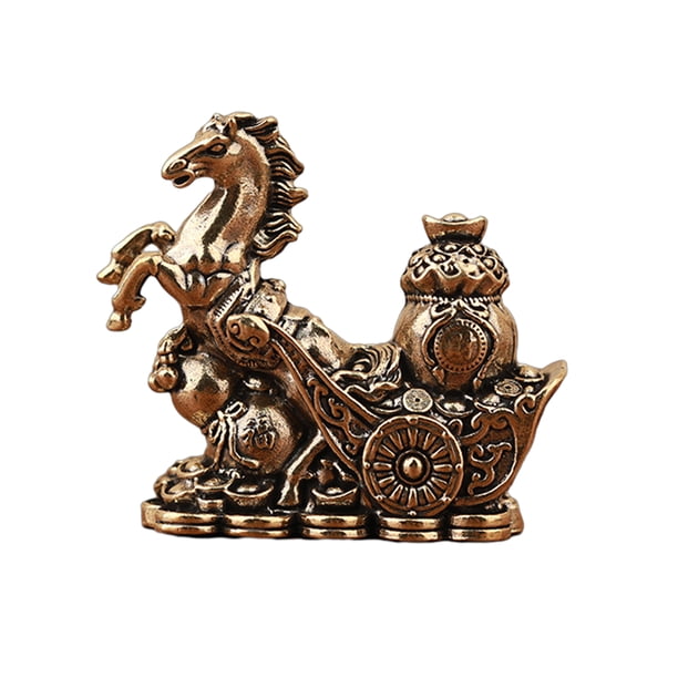 Estatua de caballo Feng Shui 2026, adorno de mesa de latón, recuerdo de bendición de Año Nuevo chino, escultura de animal del zodíaco para la decoración del hogar del Festival de Primavera.