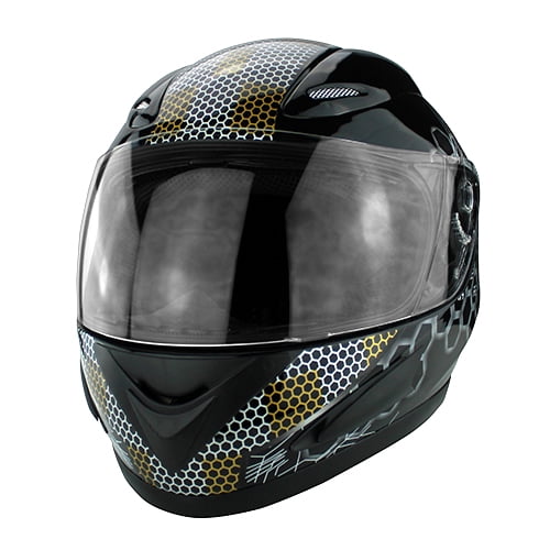 Gloss Black Motorcycle Skid Lid Helmet with Flames DOT Approved